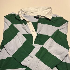 J. Crew Green and Blue Striped Rugby Shirt